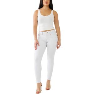 True Religion Womens Jennie Curvy Skinny Big T Flap Jean(Optic White)