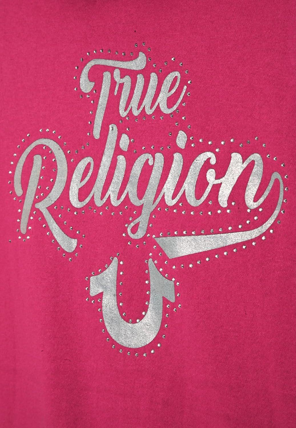 imageTrue Religion Girls 2 Piece Fleece Hooded Jogger Set ZipFront Hoodie amp Sweatpants OutfitPink Varsity