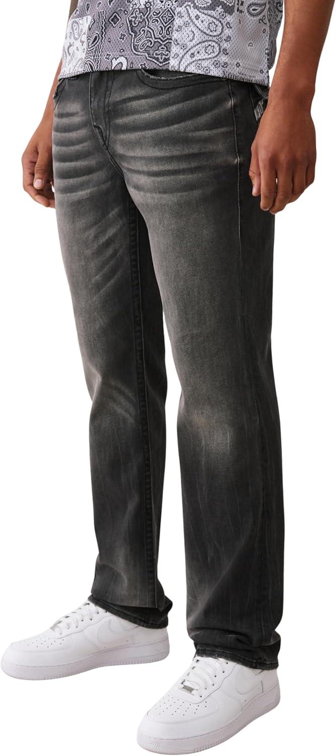 imageTrue Religion Mens Ricky SN Stitch No Flap Bandana HS Jeans Straight Leg DenimAcoustic Session Blue Blk Wash