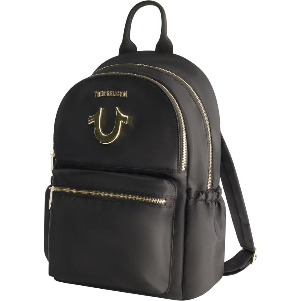 imageTrue Religion Backpack Zip pocket Horseshoe Logo Travel Bag BlackBlack