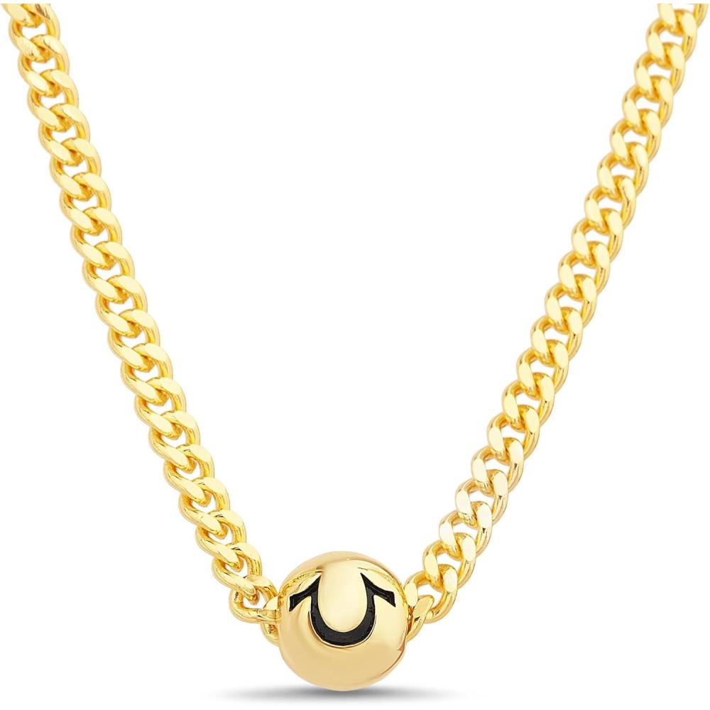 imageTrue Religion Horseshoe Pendant 22 Inch Long 3mm Thick Curb Chain Necklace for MenYellow