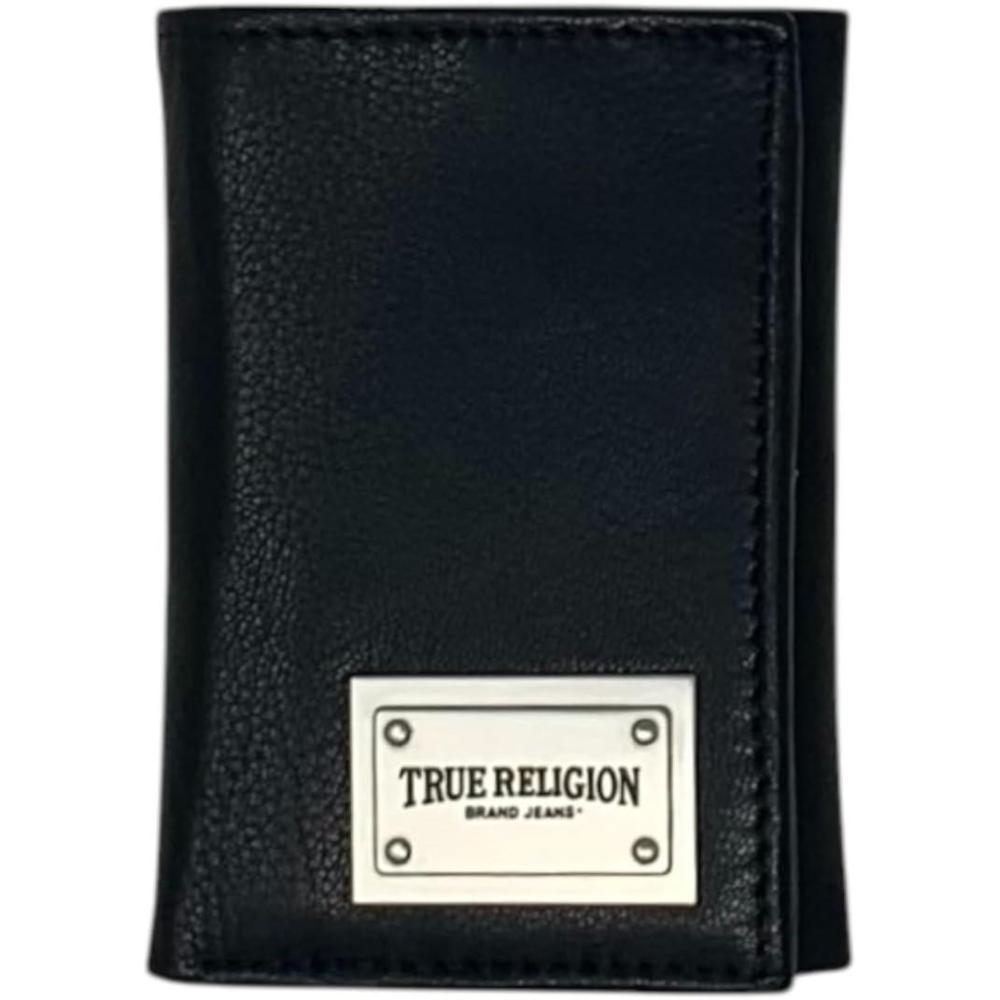 imageTrue Religion Mens Kurz Leather Wallet TR204289 BlackRedBlackRed