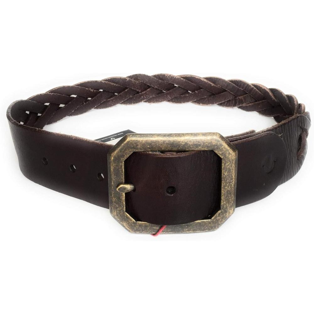 imageTrue Religion Unisex Belt Dark Brown Braided All Leather 24