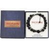 True Religion 7.5mm Black Bead Horseshoe 12 Inch Long Adjustable Bracelet for Men Black Rhodium Plated Stainless Steel