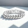 True Religion 8.5 Inch Cuban Chain Bracelet for Men Rhodium Plated Brass