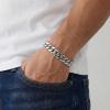 True Religion 8.5 Inch Cuban Chain Bracelet for Men Rhodium Plated Brass