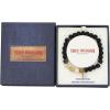 True Religion 8mm Black Bead 8 Inch Long Stretch Charm Bracelet for Men Stainless Steel