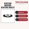 True Religion 8mm Black Bead Horseshoe 11 Inch Long Adjustable Bracelet for Men Stainless Steel