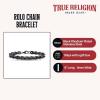 True Religion 8mm Wide 8 Inch Rolo Chain Bracelet for Men Black Rhodium Plated Stainless Steel