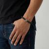 True Religion 9mm Black Bead Horseshoe 11 Inch Long Adjustable Bracelet for Men Stainless Steel