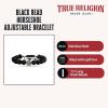 True Religion 9mm Black Bead Horseshoe 11 Inch Long Adjustable Bracelet for Men Stainless Steel