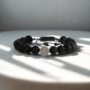 True Religion 9mm Black Bead Horseshoe 11 Inch Long Adjustable Bracelet for Men Stainless Steel