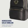 True Religion Backpack, Zip pocket, Horseshoe Logo Travel Bag, Black(Black)