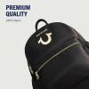 True Religion Backpack, Zip pocket, Horseshoe Logo Travel Bag, Black(Black)