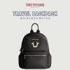 True Religion Backpack, Zip pocket, Horseshoe Logo Travel Bag, Black(Black)