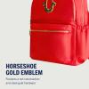 True Religion Backpack, Zip pocket, Horseshoe Logo Travel Bag, Black(Red)
