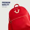 True Religion Backpack, Zip pocket, Horseshoe Logo Travel Bag, Black(Red)