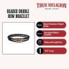 True Religion Beaded Simulated Black Leather 8.5 Inch Double Row Bracelet for Men(Black)