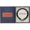 True Religion Beaded Simulated Black Leather 8.5 Inch Double Row Bracelet for Men(Yellow)