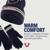 True Religion Beanie Hat and Gloves Set, Cuffed Winter Knit Cap with Stitched Yarn Horseshoe Logo and Fleece Lined Mittens(Navy)