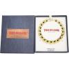 True Religion Black Cubic Zirconia 9 Inch Long Curb Chain Bracelet for Men 14K Yellow Gold Plated Brass