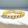 True Religion Black Cubic Zirconia 9 Inch Long Curb Chain Bracelet for Men 14K Yellow Gold Plated Brass