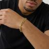 True Religion Black Cubic Zirconia 9 Inch Long Curb Chain Bracelet for Men 14K Yellow Gold Plated Brass