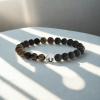 True Religion Black Horseshoe Bead 8 Inch Long Stretch Bracelet for Men Stainless Steel