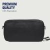 True Religion Camera Bag, Double-Zip Horseshoe Crossbody Purse with Adjustable Strap, Embossed Logo and Silver Hardware, Black