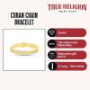 True Religion Crystal Set 10mm Wide 8 Inch Cuban Chain Bracelet for Men(Yellow)
