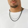 True Religion Double Row Wheat Rope Chain Necklace for Men Black Rhodium Plated Brass