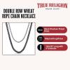 True Religion Double Row Wheat Rope Chain Necklace for Men Black Rhodium Plated Brass