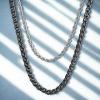 True Religion Double Row Wheat Rope Chain Necklace for Men Black Rhodium Plated Brass