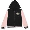 True Religion Girls 2 Piece Fleece Hooded Jogger Set – Zip-Front Hoodie & Sweatpants Outfit(Black Varsity)