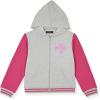 True Religion Girls 2 Piece Fleece Hooded Jogger Set – Zip-Front Hoodie & Sweatpants Outfit(Grey Varsity)