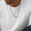 True Religion Horseshoe Ball Pendant 22 Inch Long Thick Box Chain Necklace for Men Rhodium Plated Brass