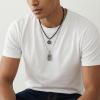 True Religion Horseshoe Black Cross Dog Tag Pendant 22 Inch Long Chain Necklace for Men Stainless Steel
