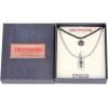 True Religion Horseshoe Black Cross Dog Tag Pendant 22 Inch Long Chain Necklace for Men Stainless Steel
