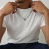True Religion Horseshoe Pendant 22 Inch Long 3mm Thick Box Chain Necklace for Men Rhodium Plated Brass