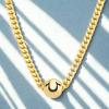 True Religion Horseshoe Pendant 22 Inch Long 3mm Thick Curb Chain Necklace for Men(Yellow)