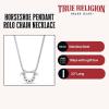True Religion Horseshoe Pendant 22 Inch Long Rolo Chain Necklace for Men Stainless Steel