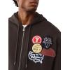 True Religion Men’s Patch Vintage Zip Up Hoodie – Full Zip Sweatshirt(Dark Brown)