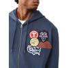 True Religion Men’s Patch Vintage Zip Up Hoodie – Full Zip Sweatshirt(Midnight Navy)