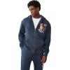 True Religion Men’s Patch Vintage Zip Up Hoodie – Full Zip Sweatshirt(Midnight Navy)