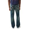True Religion Men’s Ricky Super QT Logo Flap Jeans 34″ Inseam – Straight Leg Denim with Flap Pockets(Gotham Grind Dark Wash)