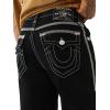True Religion Men’s Super Flatlock Vinny Flap Jeans – Slim Straight Fit Stretch Denim with Bold Stitch & Flap Pockets(Black Rinse)