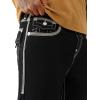 True Religion Men’s Super Flatlock Vinny Flap Jeans – Slim Straight Fit Stretch Denim with Bold Stitch & Flap Pockets(Black Rinse)