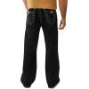 True Religion Men’s Super Flatlock Vinny Flap Jeans – Slim Straight Fit Stretch Denim with Bold Stitch & Flap Pockets(Black Rinse)