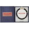 True Religion Simulated Black Leather Horseshoe ID Style 9 Inch Bracelet for Men 14K Yellow Gold Plated Brass