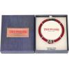 True Religion Simulated Red Leather Double Horseshoe 9 Inch Long Bracelet for Men Stainless Steel